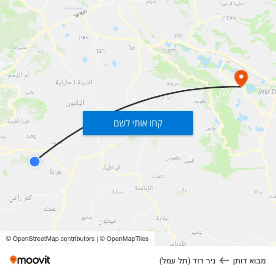 מפת מבוא דותן לניר דוד (תל עמל)
