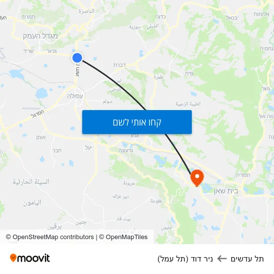 מפת תל עדשים לניר דוד (תל עמל)