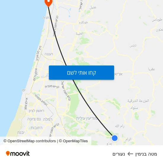 מפת מטה בנימין לנעורים