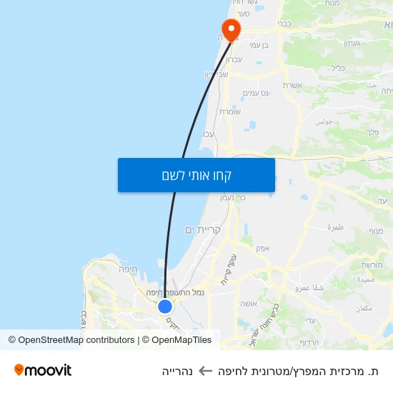 מפת ת. מרכזית המפרץ/מטרונית לחיפה לנהרייה