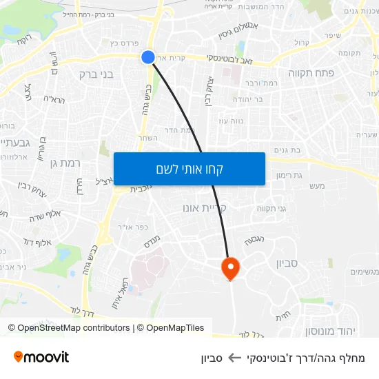 מפת מחלף גהה/דרך ז'בוטינסקי לסביון
