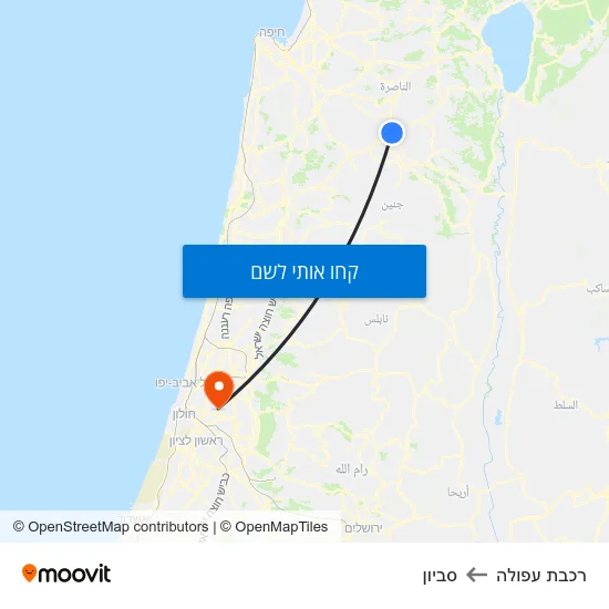 מפת רכבת עפולה לסביון
