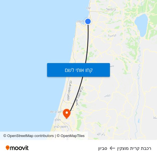 מפת רכבת קרית מוצקין לסביון