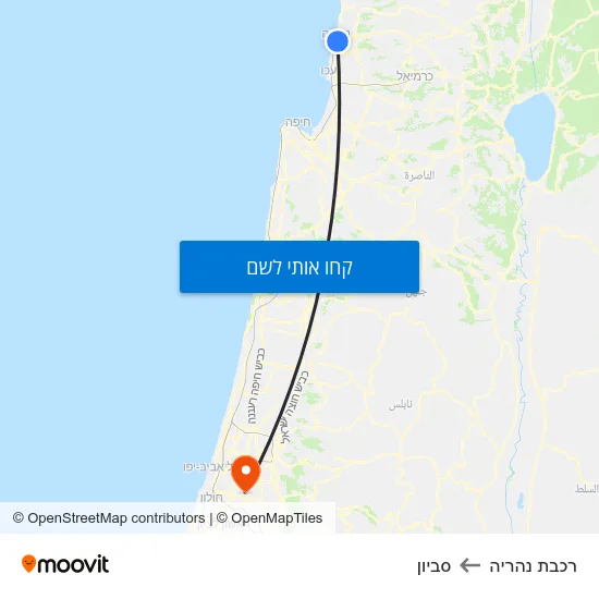 מפת רכבת נהריה לסביון