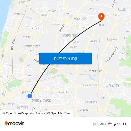 מפת בני ברק לנווה ימין