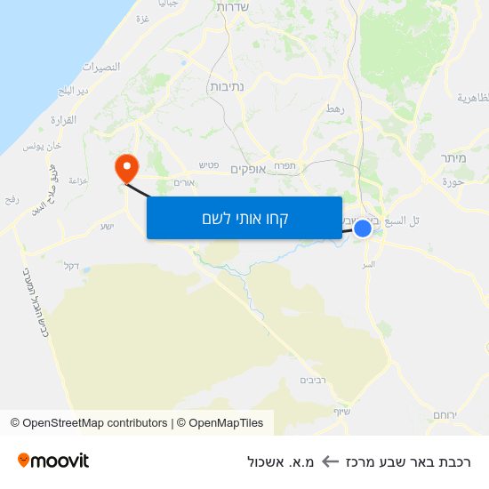 מפת רכבת באר שבע מרכז למ.א. אשכול