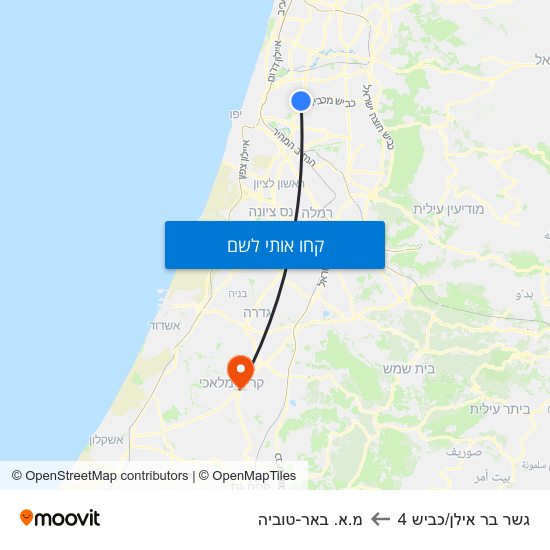 מפת גשר בר אילן/כביש 4 למ.א. באר-טוביה