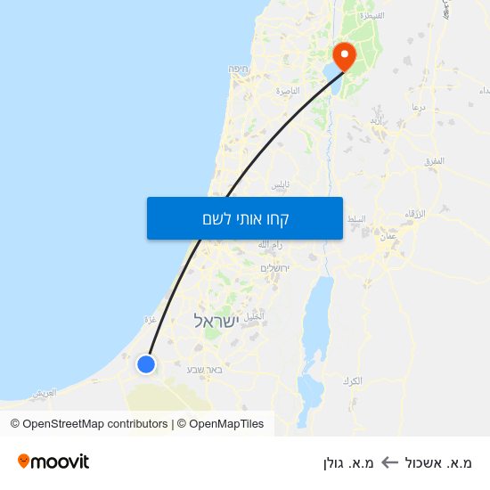 מפת מ.א. אשכול למ.א. גולן