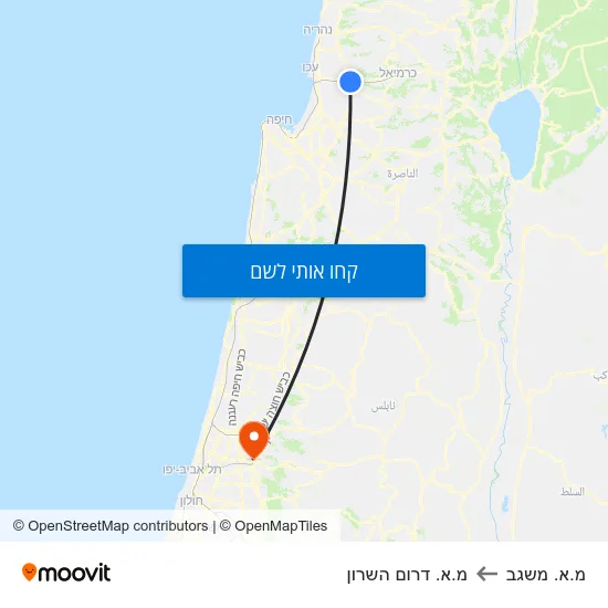 מפת מ.א. משגב למ.א. דרום השרון