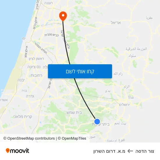 מפת צור הדסה למ.א. דרום השרון