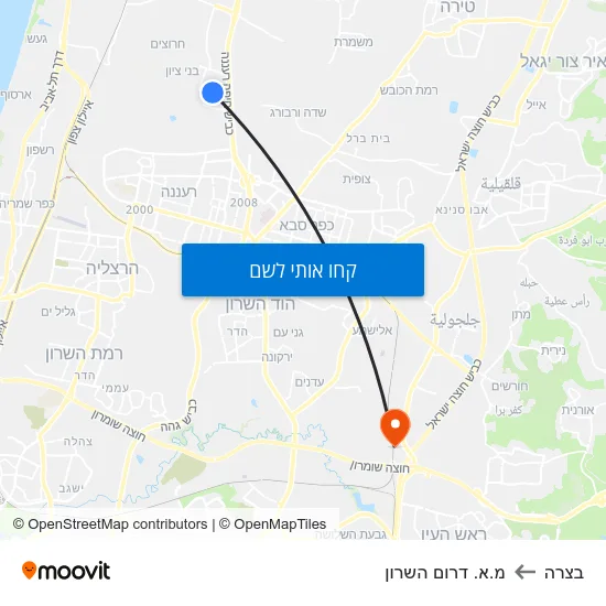מפת בצרה למ.א. דרום השרון