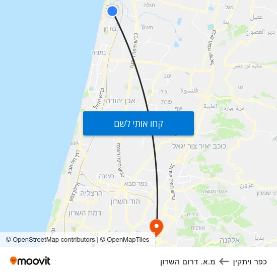 מפת כפר ויתקין למ.א. דרום השרון