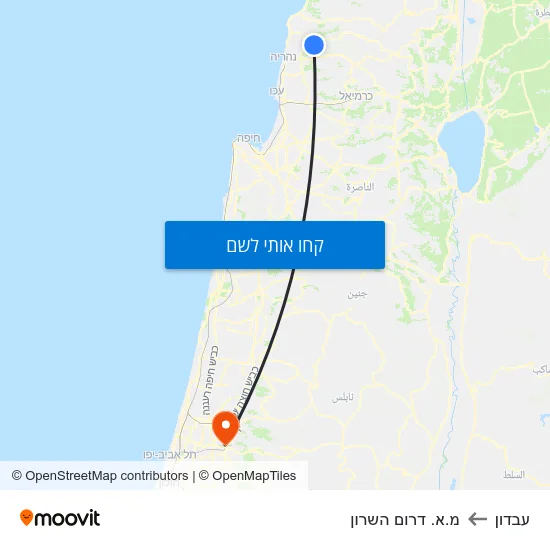 מפת עבדון למ.א. דרום השרון