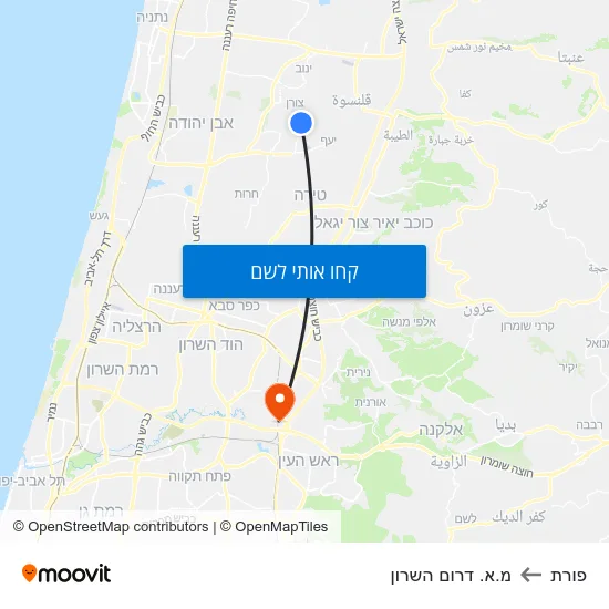 מפת פורת למ.א. דרום השרון