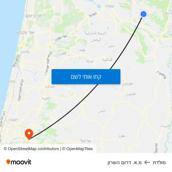 מפת מולדת למ.א. דרום השרון