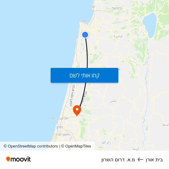 מפת בית אורן למ.א. דרום השרון