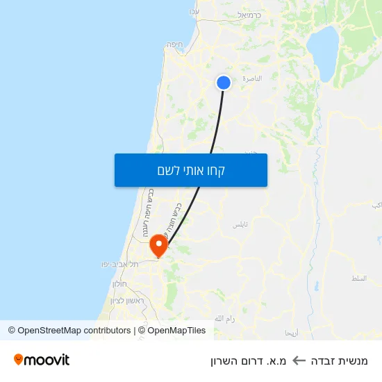 מפת מנשית זבדה למ.א. דרום השרון