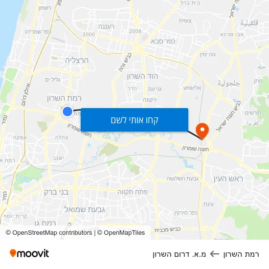 מפת רמת השרון למ.א. דרום השרון