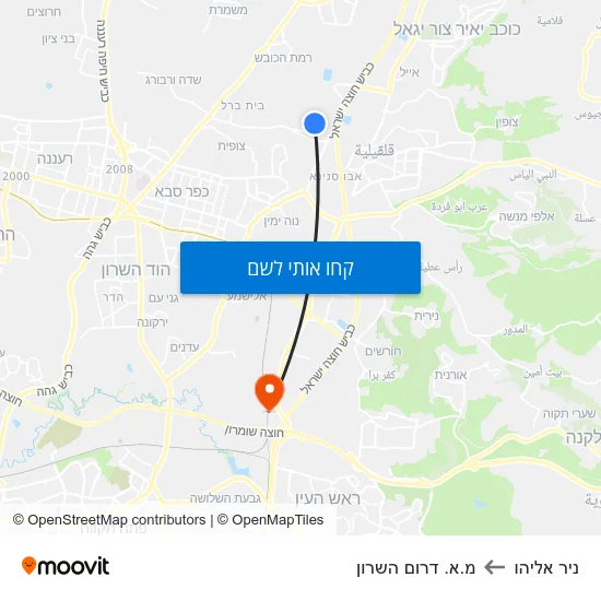 מפת ניר אליהו למ.א. דרום השרון