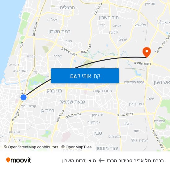 מפת רכבת תל אביב סבידור מרכז למ.א. דרום השרון