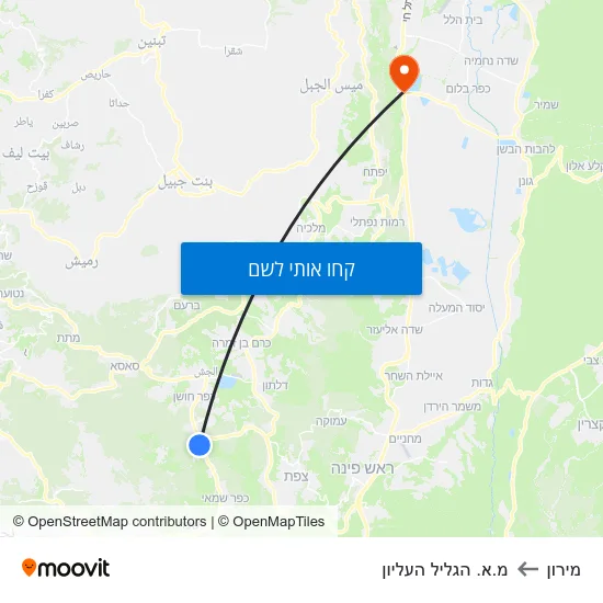 מפת מירון למ.א. הגליל העליון