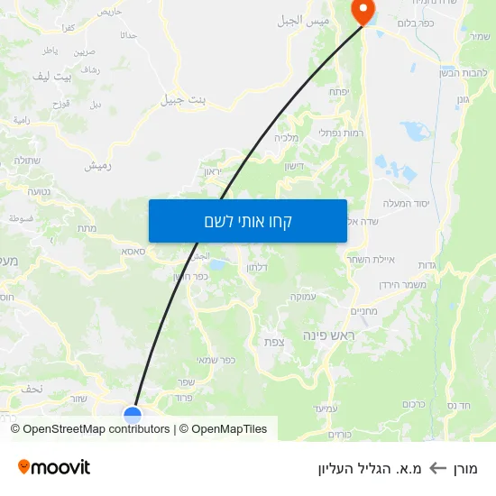 מפת מורן למ.א. הגליל העליון