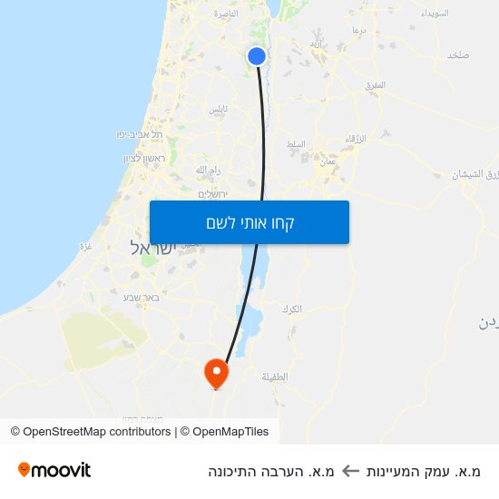 מפת מ.א. עמק המעיינות למ.א. הערבה התיכונה