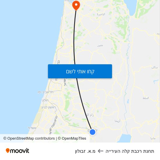 מפת תחנת רכבת קלה העירייה למ.א. זבולון