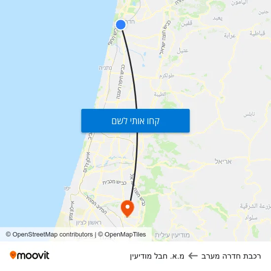 מפת רכבת חדרה מערב למ.א. חבל מודיעין