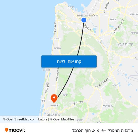 מפת מרכזית המפרץ למ.א. חוף הכרמל