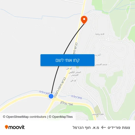 מפת צומת פוריידיס למ.א. חוף הכרמל