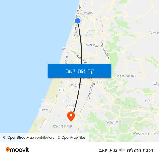 מפת רכבת הרצליה למ.א. יואב