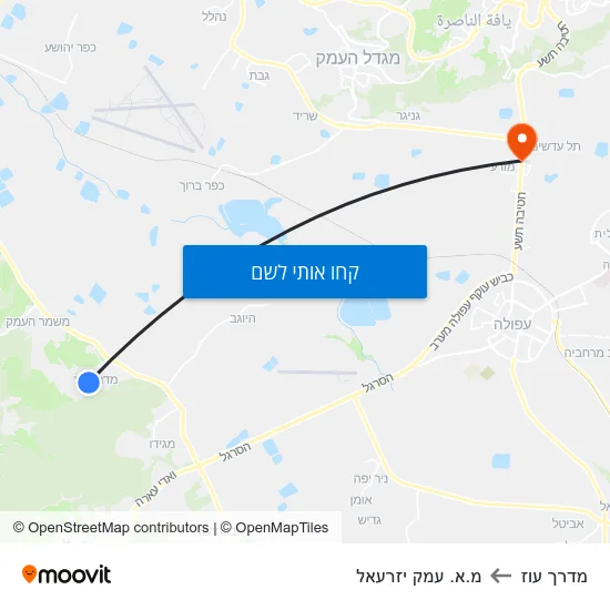 מפת מדרך עוז למ.א. עמק יזרעאל