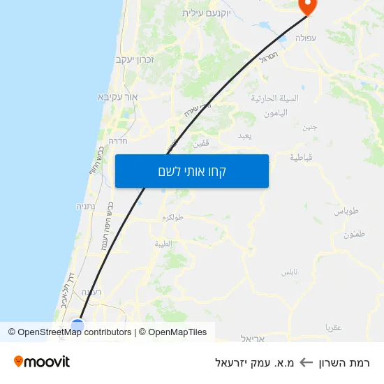 מפת רמת השרון למ.א. עמק יזרעאל