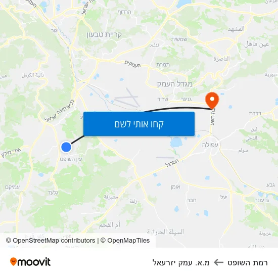 מפת רמת השופט למ.א. עמק יזרעאל