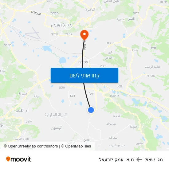 מפת מגן שאול למ.א. עמק יזרעאל