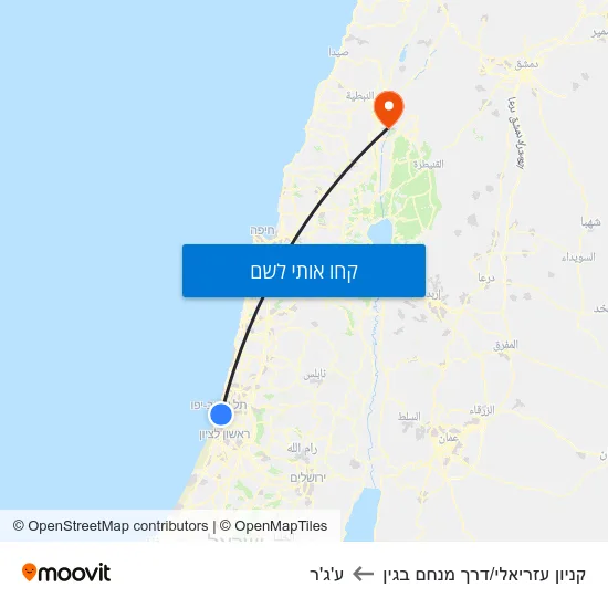 מפת קניון עזריאלי/דרך מנחם בגין לע'ג'ר