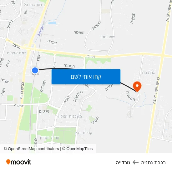 מפת רכבת נתניה לנורדייה