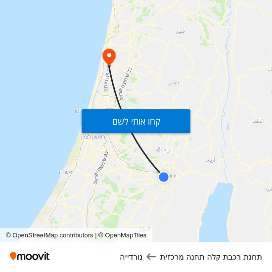 מפת תחנת רכבת קלה תחנה מרכזית לנורדייה