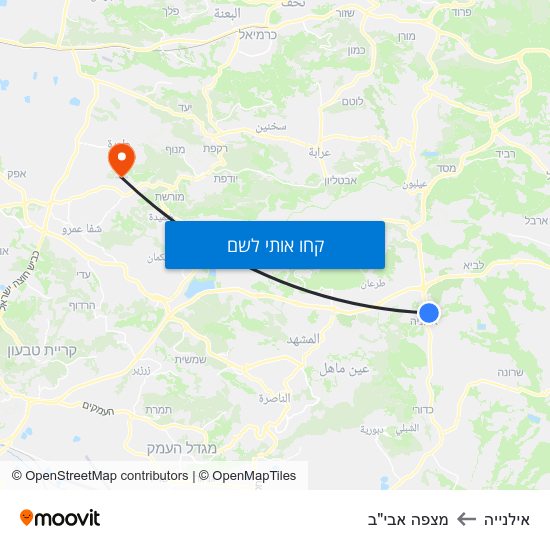 מפת אילנייה למצפה אבי"ב
