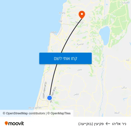 מפת ניר אליהו לפקיעין (בוקייעה)