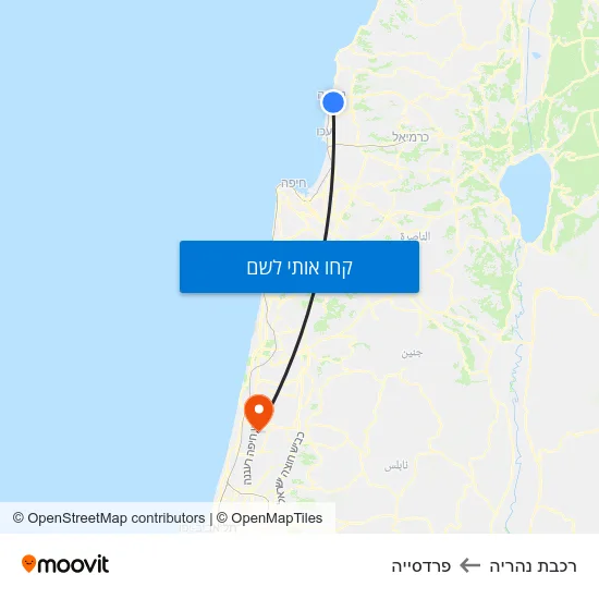 מפת רכבת נהריה לפרדסייה