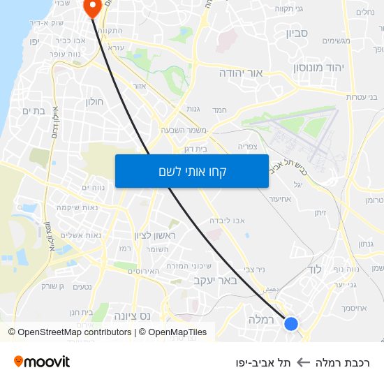 מפת רכבת רמלה לתל אביב-יפו