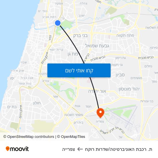 מפת ת. רכבת האוניברסיטה/שדרות רוקח לצפרייה