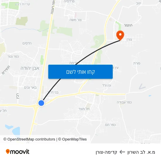 מפת מ.א. לב השרון לקדימה-צורן