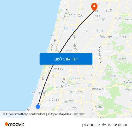מפת תל אביב-יפו לקדימה-צורן