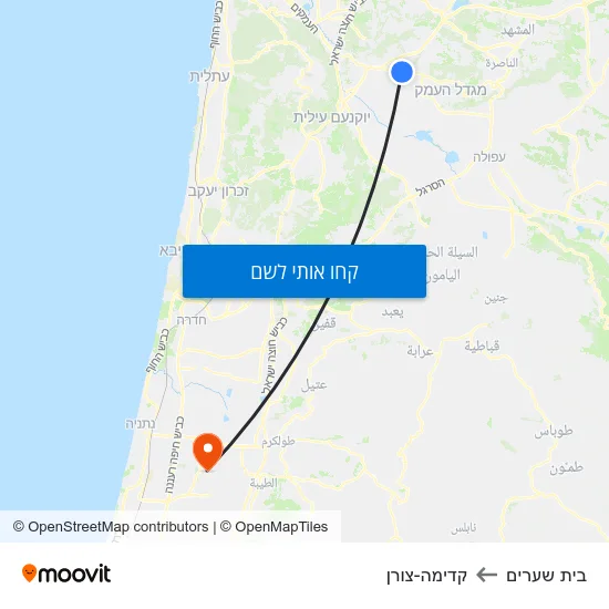 מפת בית שערים לקדימה-צורן