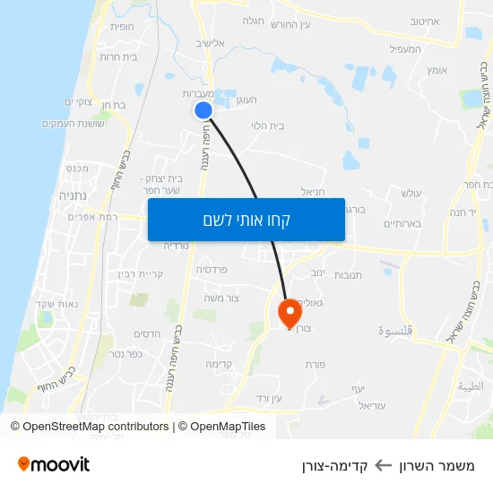 מפת משמר השרון לקדימה-צורן