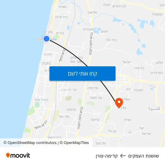 מפת שושנת העמקים לקדימה-צורן