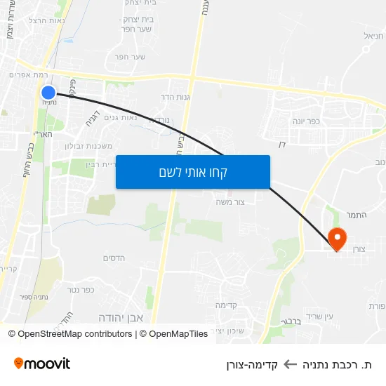 מפת ת. רכבת נתניה לקדימה-צורן